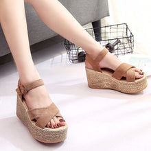 Load image into Gallery viewer, Crisscross Open Toe Wedge Sandals