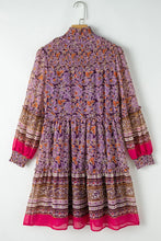 Load image into Gallery viewer, Smocked Floral Turtleneck Long Sleeve Dress