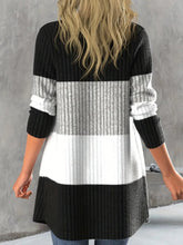 Load image into Gallery viewer, Color Block Open Front Long Sleeve Cardigan