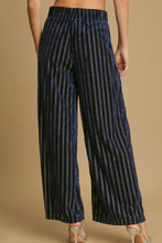 Load image into Gallery viewer, Umgee Full Size Elastic Waist Striped Wide Leg Velvet Pants