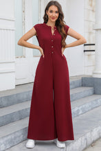 Load image into Gallery viewer, Half Button Wide Leg Jumpsuit with Pockets