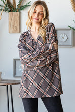 Load image into Gallery viewer, Heimish Plaid Exposed Seam V-Neck T-Shirt