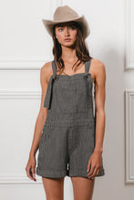 Load image into Gallery viewer, BiBi Tie Strap Washed Stripe Denim Overalls