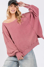 Load image into Gallery viewer, SAGE + FIG Mineral Wash Side Slit Oversized Sweatshirt