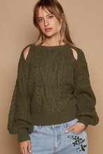 Load image into Gallery viewer, POL Cable Knit Cutout Long Sleeve Sweater