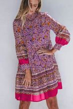 Load image into Gallery viewer, Smocked Floral Turtleneck Long Sleeve Dress