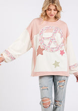 Load image into Gallery viewer, SAGE + FIG Peace & Star Patch Contrast Round Neck Sweatshirt