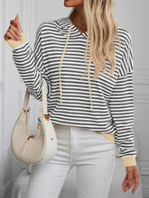 Load image into Gallery viewer, Mandy Striped Long Sleeve Hooded Knit Top