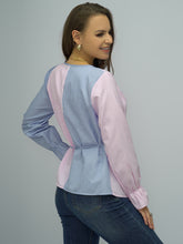 Load image into Gallery viewer, Contrast Tied Flounce Sleeve Blouse