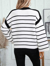 Load image into Gallery viewer, Striped Round Neck Long Sleeve Sweater