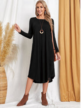 Load image into Gallery viewer, Pocketed Round Neck Long Sleeve Tee Dress