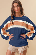 Load image into Gallery viewer, BiBi French Terry Color Block Cut Edge Detail Sweatshirt