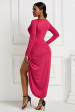 Load image into Gallery viewer, High-low Ruched Surplice Long Sleeve Dress