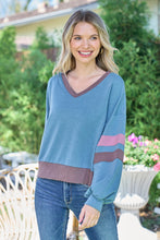 Load image into Gallery viewer, Hailey & Co Color Block V-Neck Cropped sweatshirt