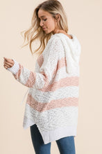 Load image into Gallery viewer, Reborn J Full Size High-Low Striped Popcorn Hoodie Sweater