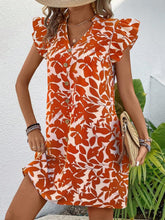Load image into Gallery viewer, Printed Notched Cap Sleeve Mini Dress