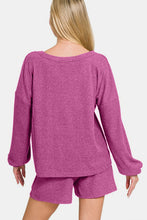 Load image into Gallery viewer, Zenana V-Neck Long Sleeve Ribbed Top and Shorts Set