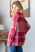 Load image into Gallery viewer, Heimish Plaid Drop Shoulder V-Neck T-Shirt