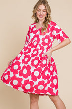 Load image into Gallery viewer, BOMBOM Flower Print Ruched Dress