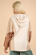 Load image into Gallery viewer, VERY J Exposed Seam Color Block Half Button Hoodie