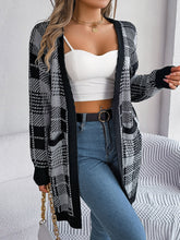 Load image into Gallery viewer, Plaid Open Front Long Sleeve Cardigan