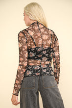 Load image into Gallery viewer, VERY J Floral Mock Neck Sheer Mesh Blouse