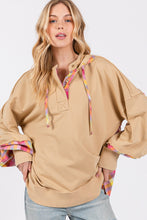 Load image into Gallery viewer, SAGE + FIG Full Size Plaid Print Washed Hoodie