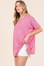 Load image into Gallery viewer, BOMBOM Striped V-Neck T-Shirt