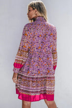 Load image into Gallery viewer, Smocked Floral Turtleneck Long Sleeve Dress