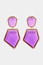 Load image into Gallery viewer, Geometrical Shape Zinc Alloy Frame Resin Dangle Earrings