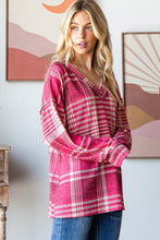 Load image into Gallery viewer, Heimish Plaid Drop Shoulder V-Neck T-Shirt