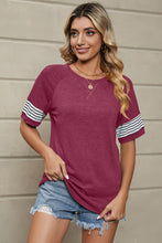 Load image into Gallery viewer, Striped Round Neck Short Sleeve T-Shirt