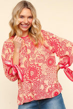 Load image into Gallery viewer, Haptics Ribbon Bow Detail Floral Round Neck Blouse