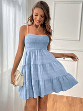 Load image into Gallery viewer, Smocked Tiered Sleeveless Mini Dress