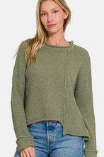 Load image into Gallery viewer, Zenana Asymmetric Hem Drop Shoulder Sweater