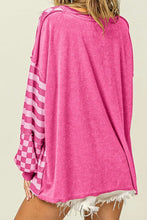 Load image into Gallery viewer, Checker & Stripes Round Neck Long Sleeve Blouse
