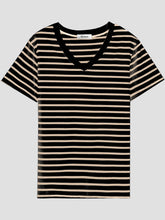 Load image into Gallery viewer, Plus Size Striped V-Neck Short Sleeve T-Shirt
