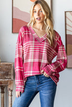 Load image into Gallery viewer, Heimish Plaid Drop Shoulder V-Neck T-Shirt
