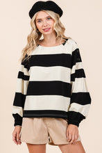 Load image into Gallery viewer, Mittoshop Striped Snap Shoulder Long Sleeve T-Shirt