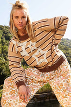 Load image into Gallery viewer, POL Star Patch Stripe Round Neck Sweater