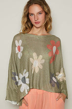 Load image into Gallery viewer, POL Flower Dropped Shoulder Long Sleeve Knit Top