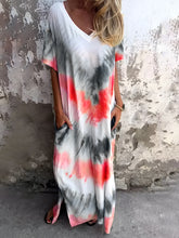 Load image into Gallery viewer, Full Size Pocketed Tie-Dye Short Sleeve Dress