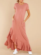 Load image into Gallery viewer, Slit Round Neck Short Sleeve Maxi Dress