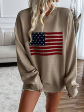 Load image into Gallery viewer, Devine US Flag Round Neck Long Sleeve Knit Top