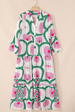 Load image into Gallery viewer, Printed Notched Long Sleeve Maxi Dress