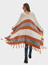 Load image into Gallery viewer, Striped Open Front Fringe Cardigan