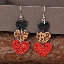 Load image into Gallery viewer, Heart Leather Drop Earrings