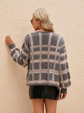 Load image into Gallery viewer, Open Front Plaid Long Sleeve Cardigan