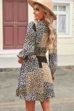 Load image into Gallery viewer, Leopard Surplice Neck Flounce Sleeve Dress