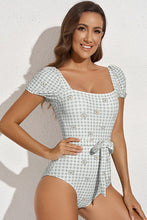 Load image into Gallery viewer, Square Neck Tie Detail One-Piece Swimsuit